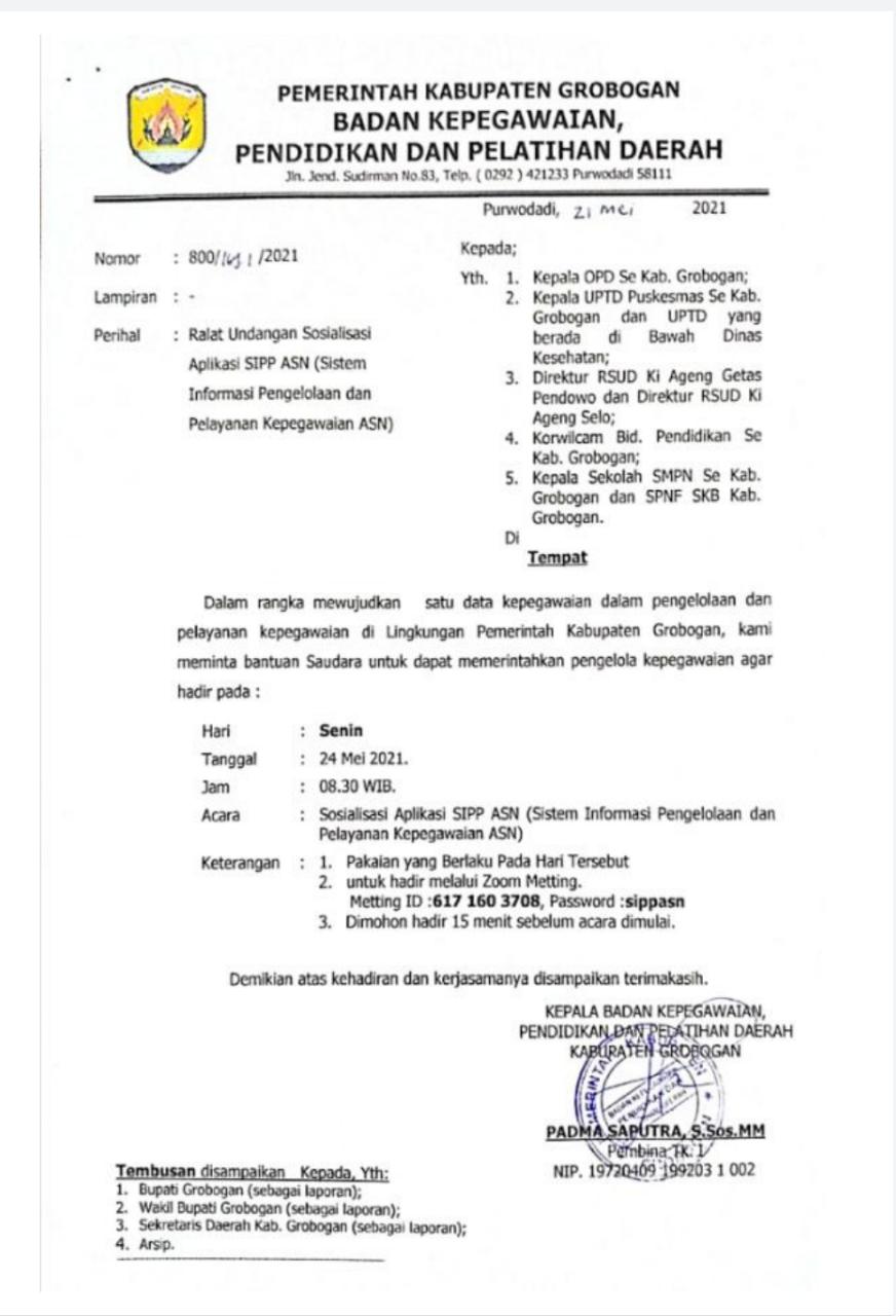 SURAT RAPAT SIPP ASN