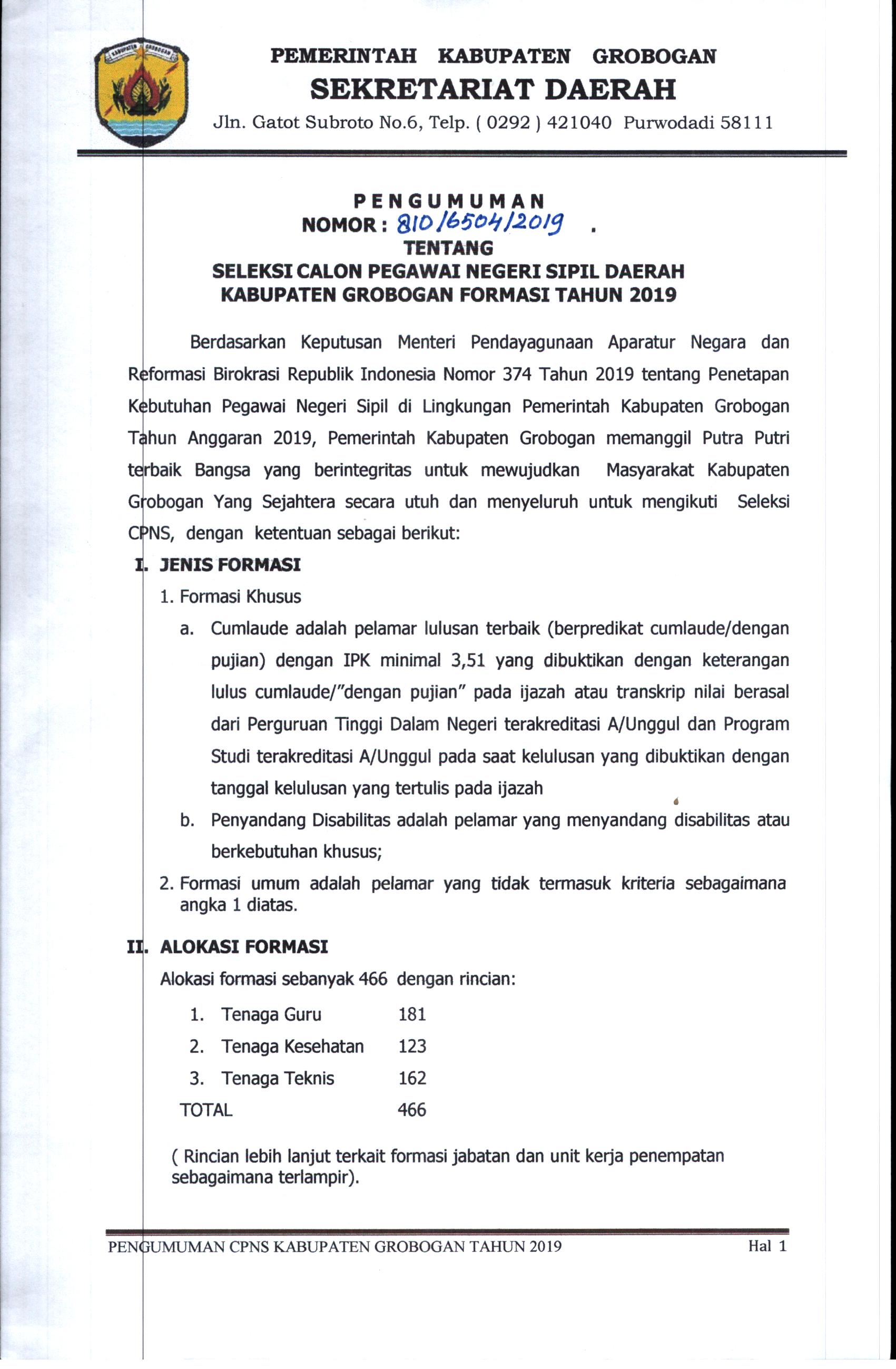 hal depan pengumuman