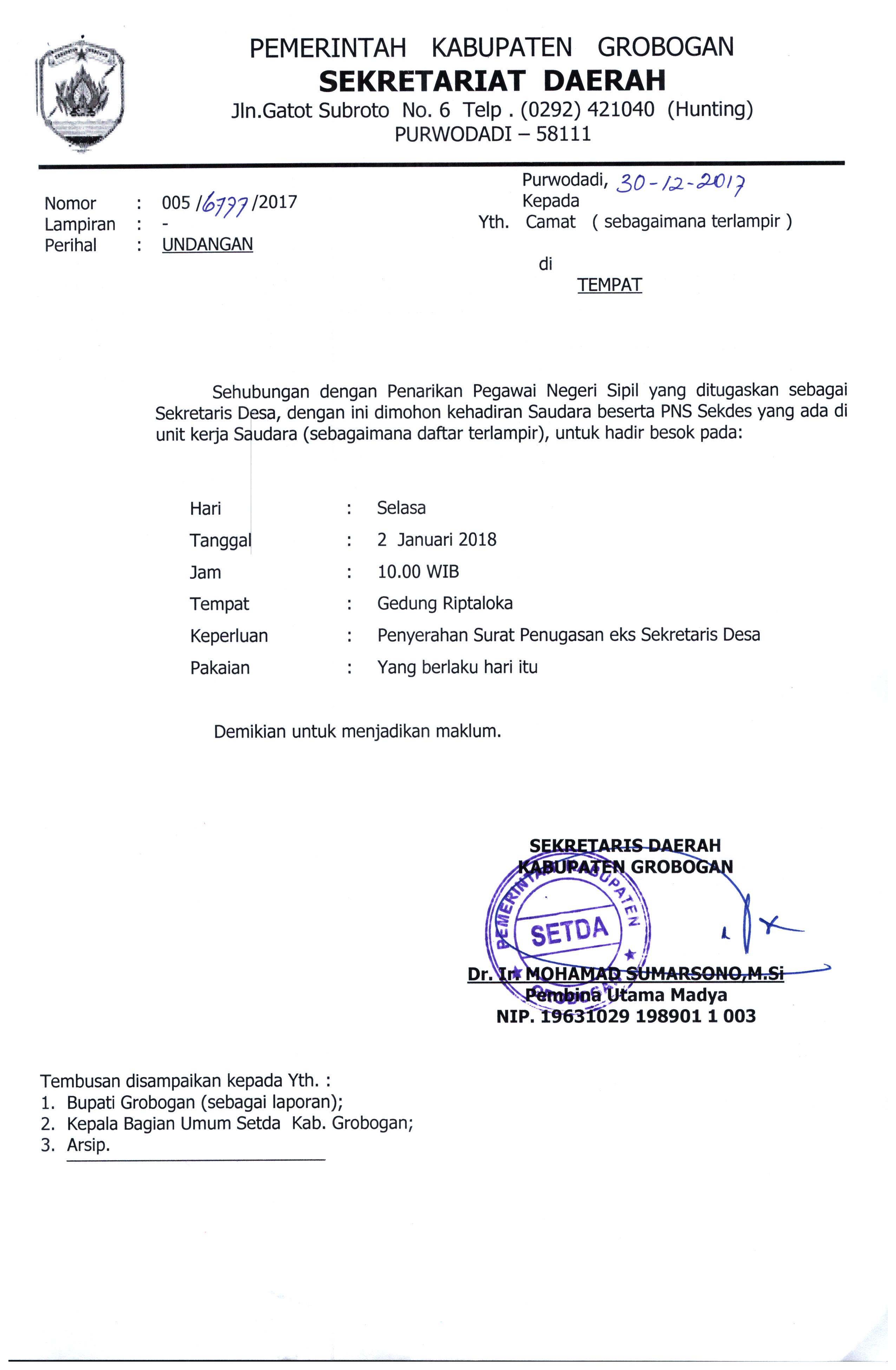 undangan Camat Sekdes