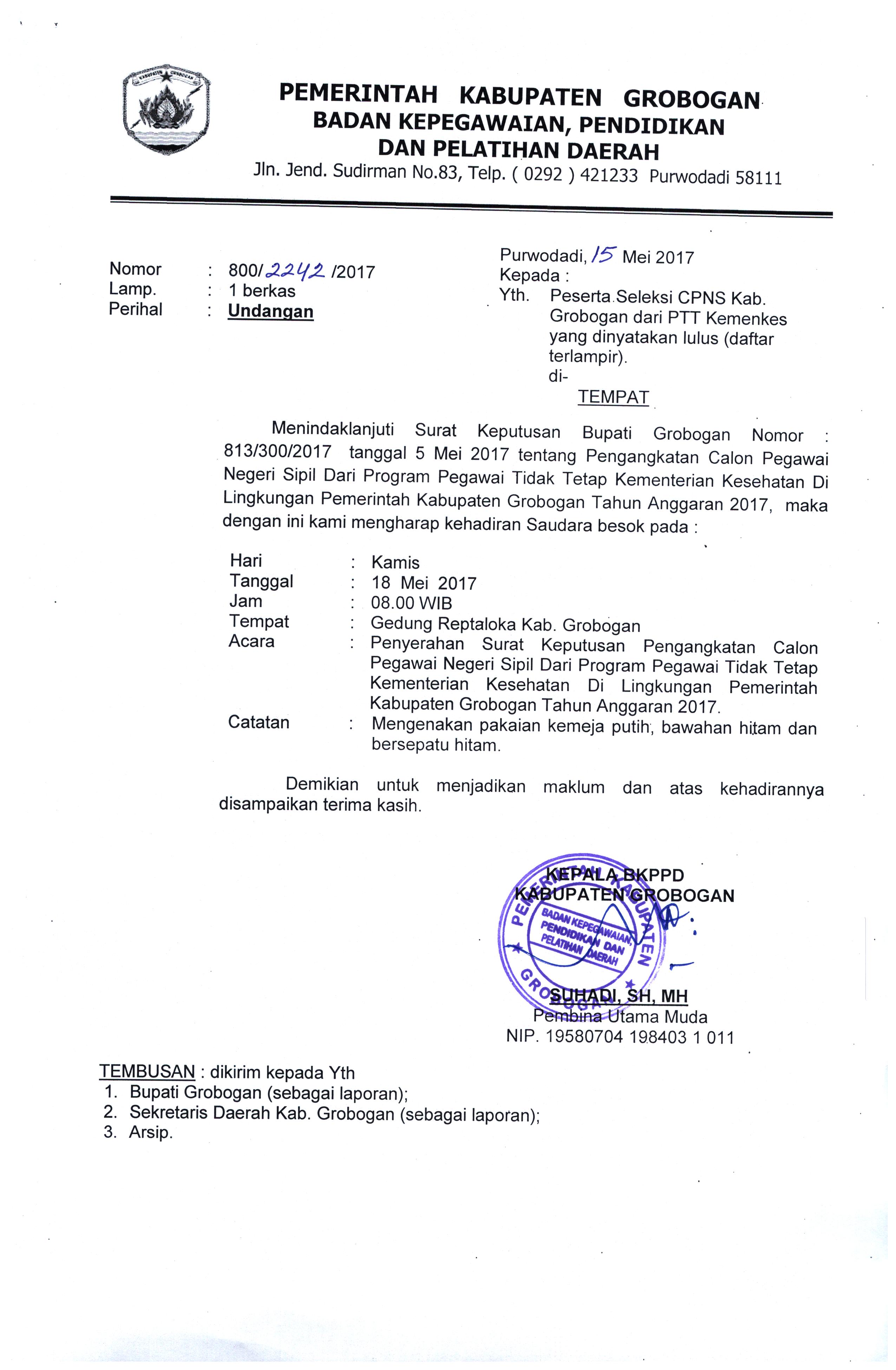 undangan sk cpns bidan 2017