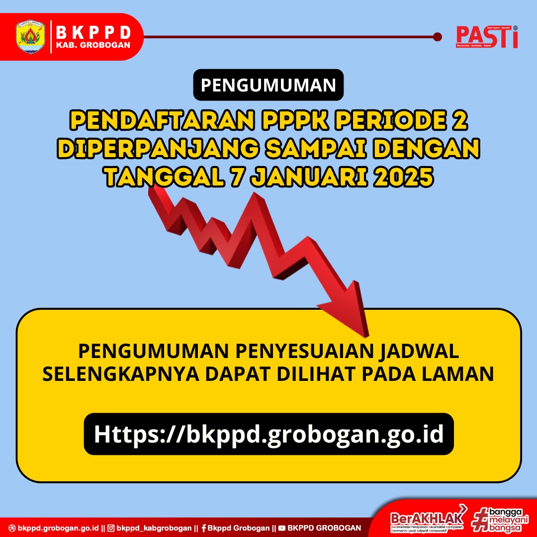 Penyesuaian Jadwal Seleksi Pegawai Pemerintah Dengan Perjanjian Kerja (PPPK) Periode II di Lingkungan Pemerintah Kabupaten Grobogan Formasi Tahun 2024