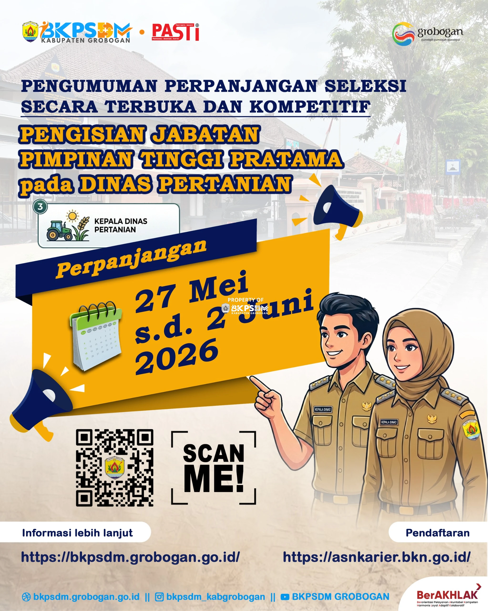 PENGUMUMAN PERPANJANGAN SELEKSI SECARA TERBUKA DAN KOMPETITIF PENGISIAN JABATAN PIMPINAN TINGGI PRATAMA PADA DINAS PERTANIAN